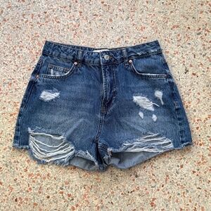 Ipekyol, dark blue, high rise ripped jean-shorts